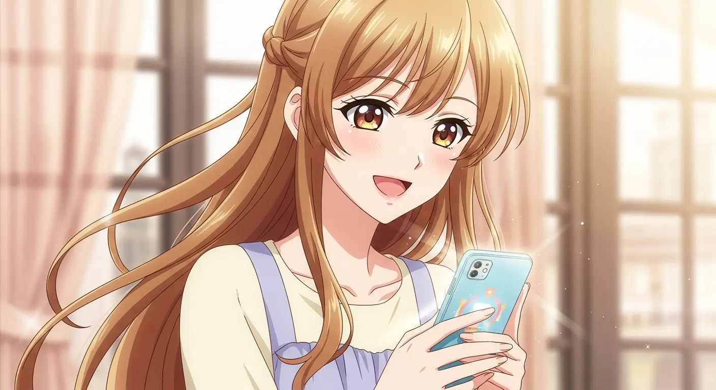 LINEで好きな人にメッセージを送る指先