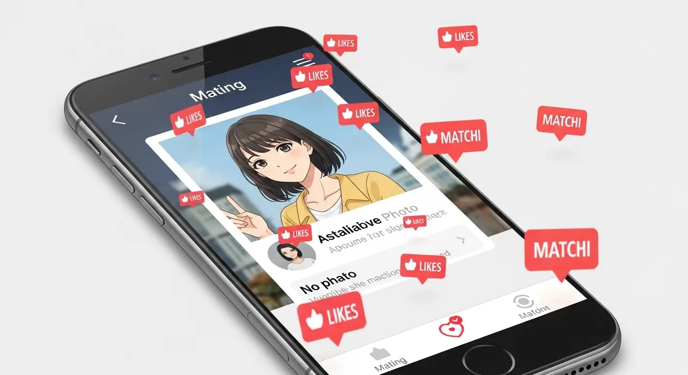 魅力的なプロフィール写真でマッチング率が上がる様子。