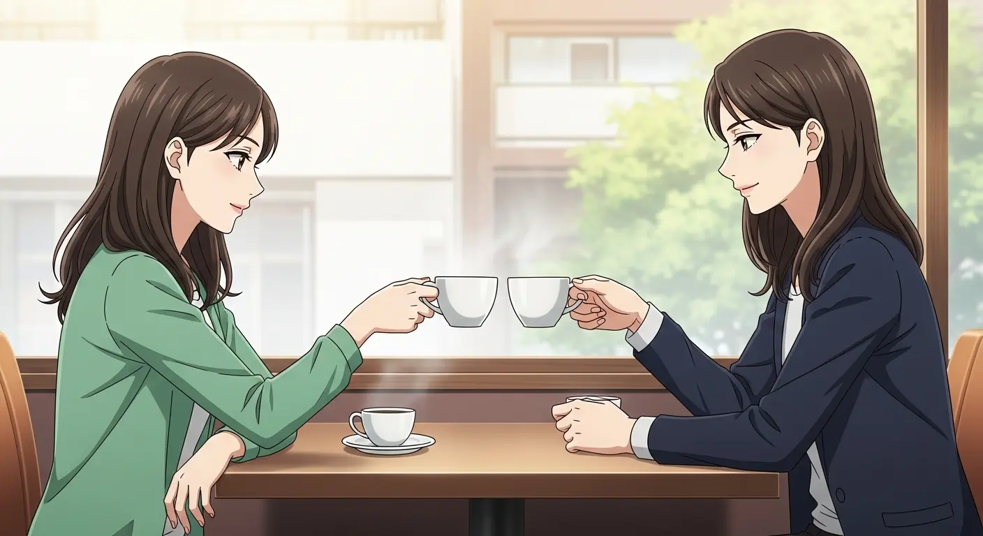 ミラーリング効果を使う女性