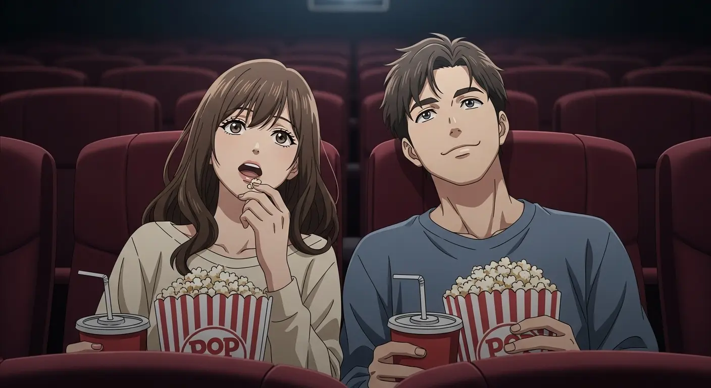 映画館で映画を楽しむカップル
