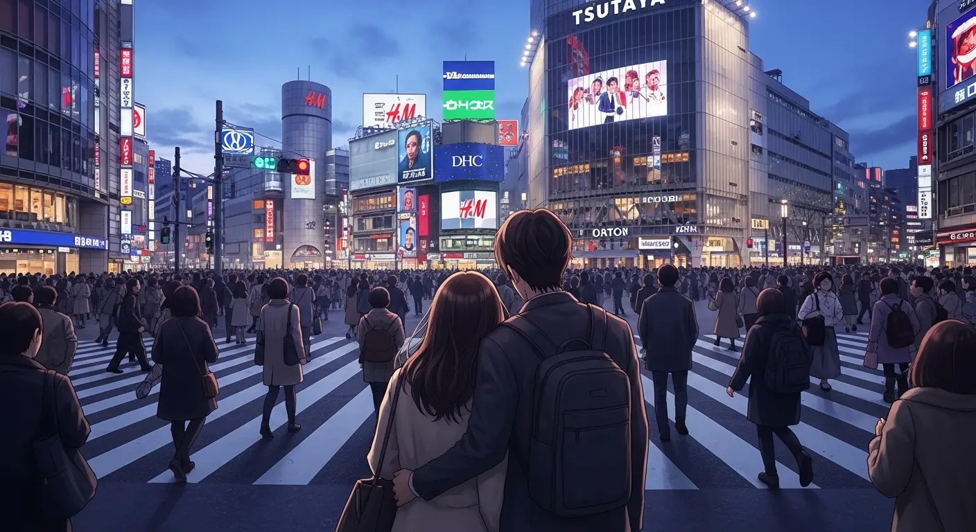 渋谷の賑わいとカップル