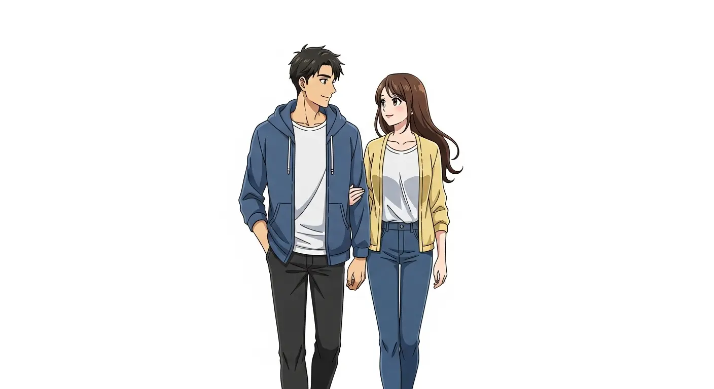 男性と対等な関係で並んで歩く女性