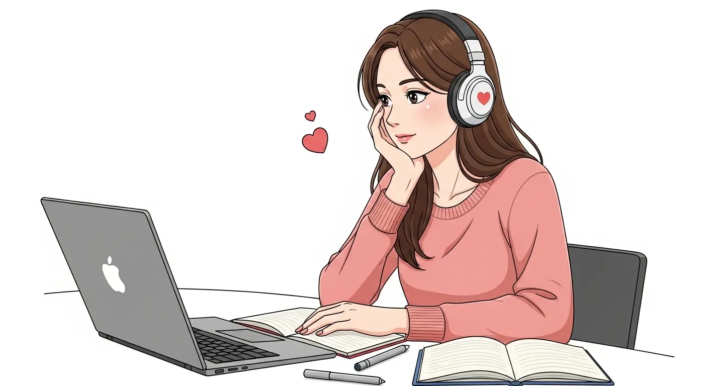 オンライン講座でスキルアップに励む女性