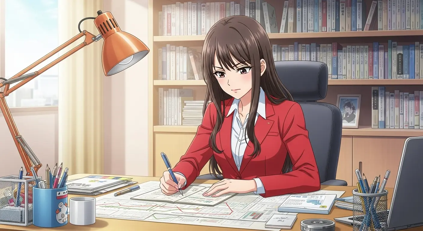 ビジョンボードで目標を設定する女性