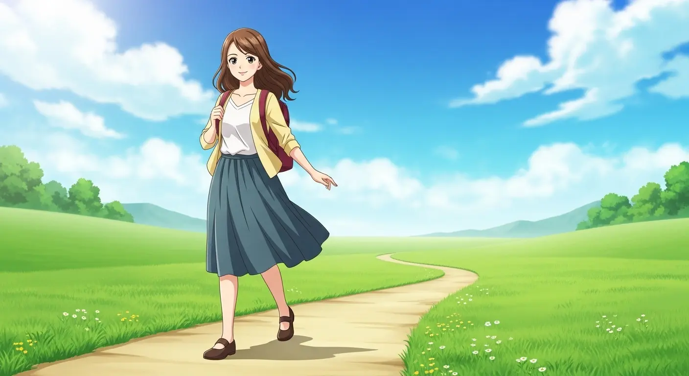 新しい道に一歩踏み出す女性