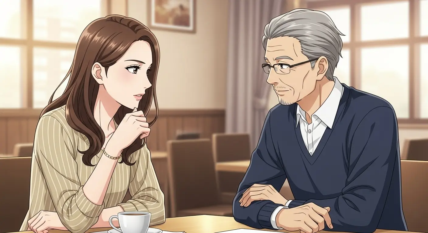 カフェで信頼できる人に相談する女性