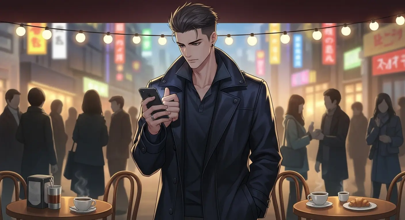 連絡をためらっているアスパラベーコン男子のイラスト