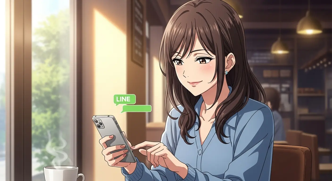 LINEで男性をデートに誘う女性