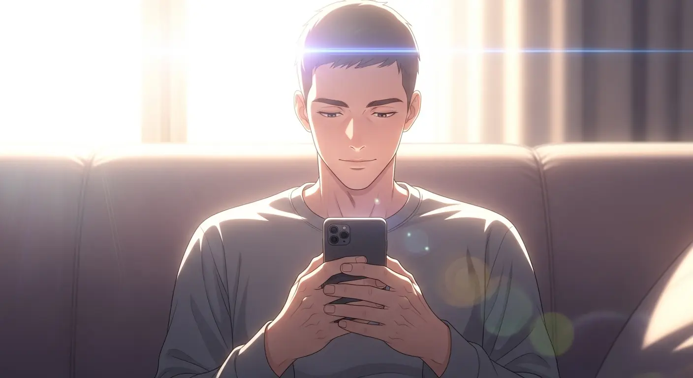 LINEを送る時間帯を考えている男性