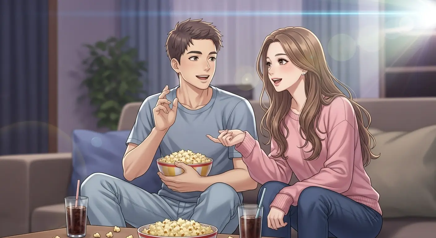 映画鑑賞を楽しむカップル