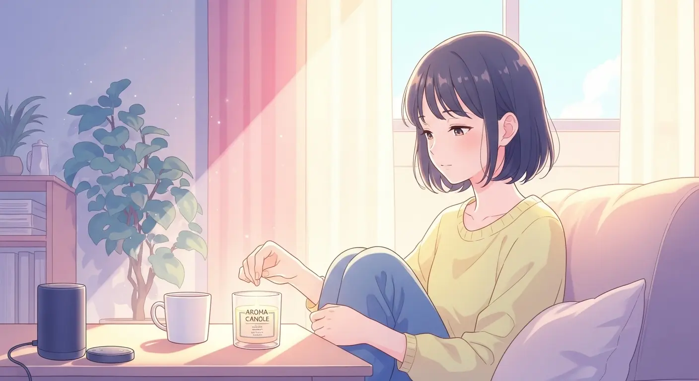 アロマキャンドルを使っている女性のイメージ