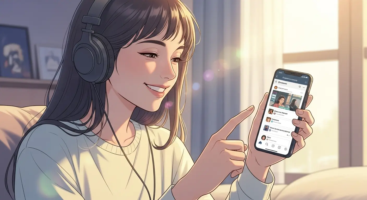 SNSで趣味のコミュニティと交流する女性