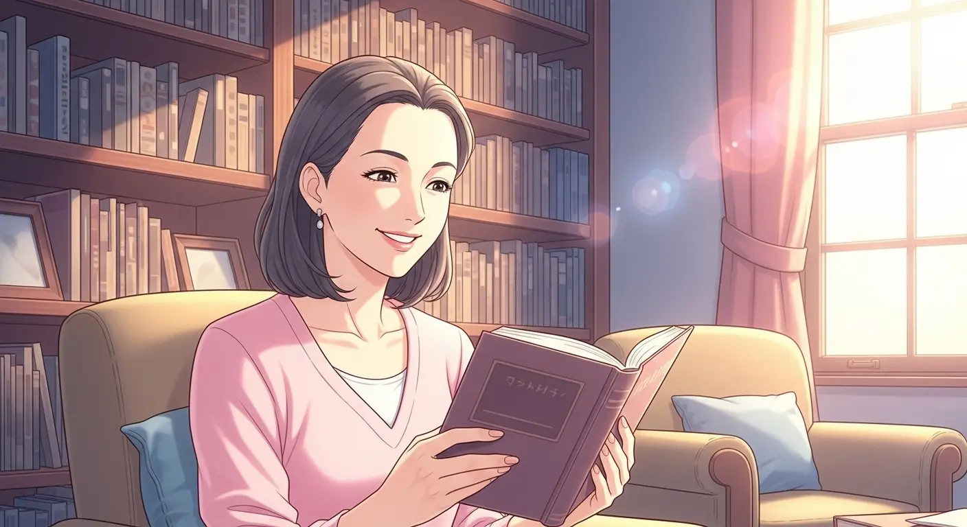 自宅で本を読んで楽しむ女性