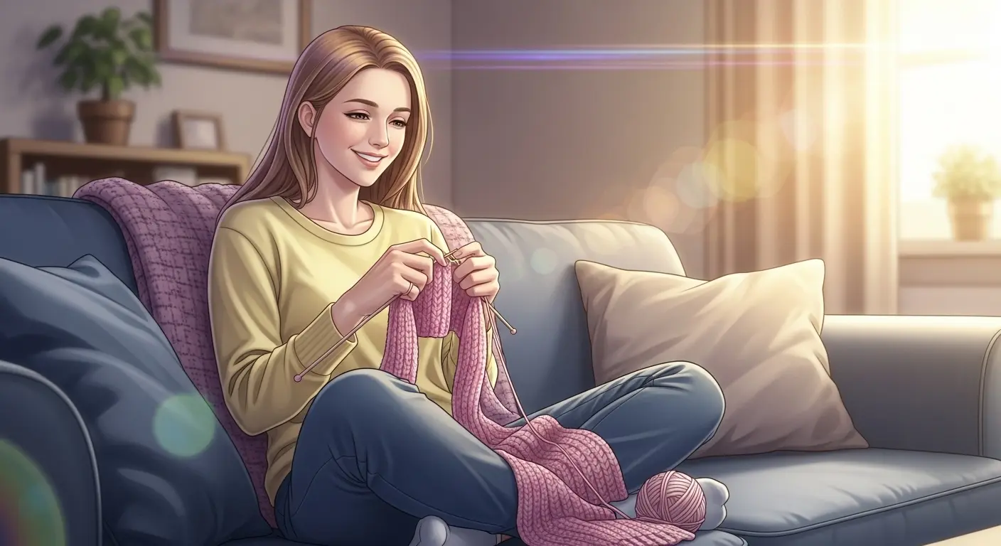 編み物をする女性