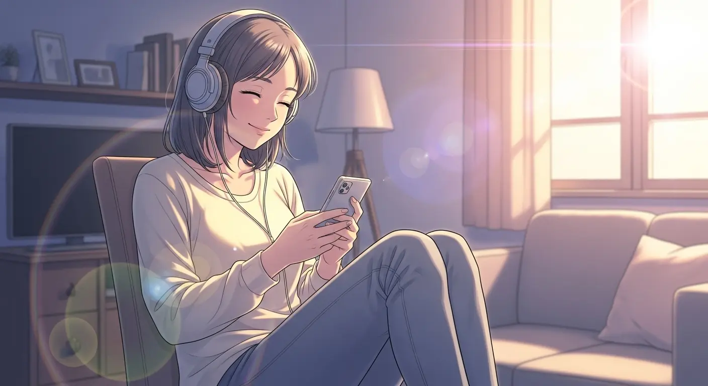 音楽鑑賞を楽しむ女性