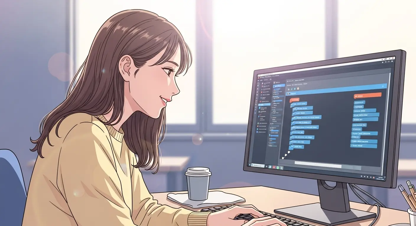 プログラミングを勉強する女性