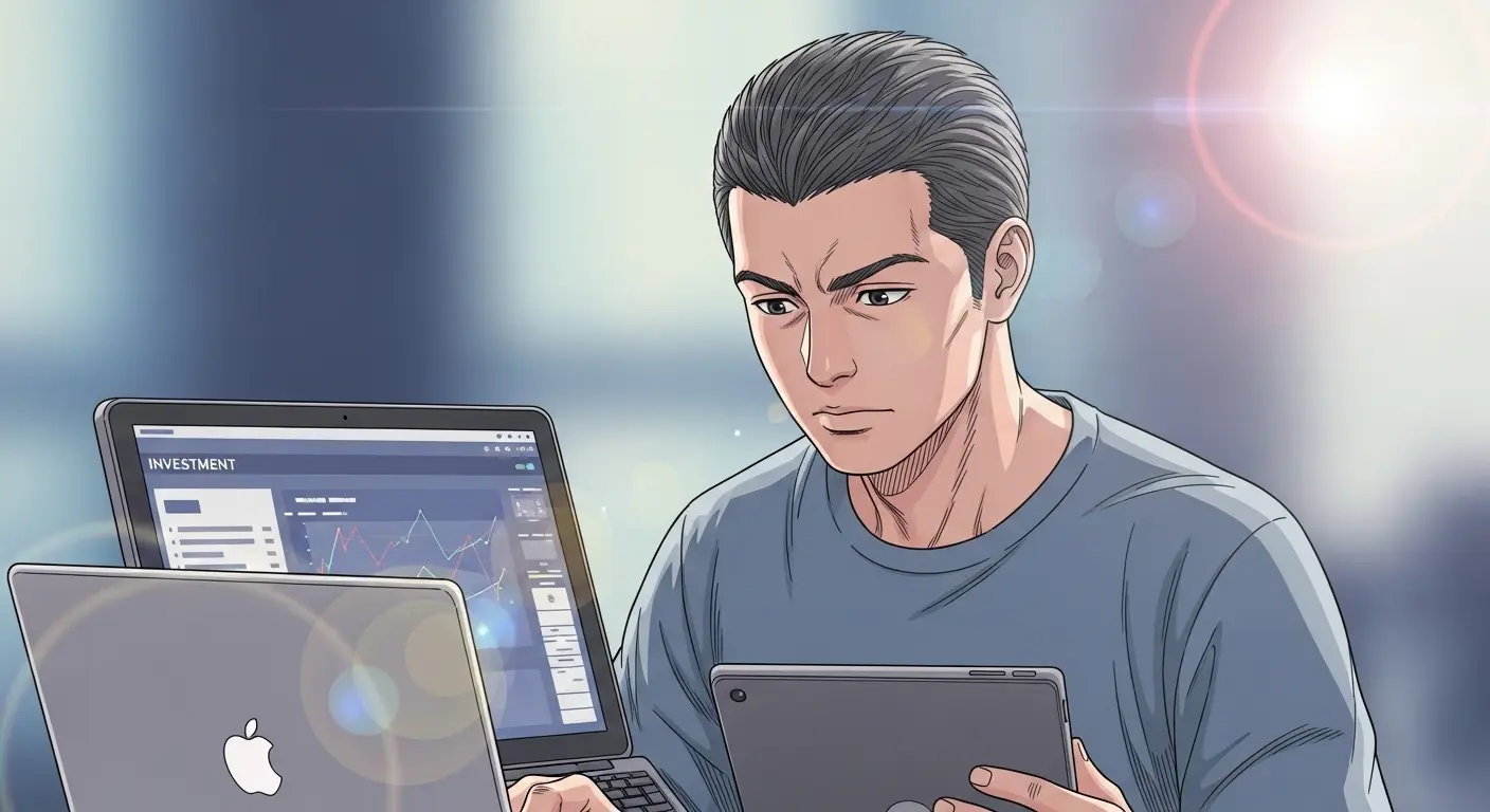 投資の勉強をする男性