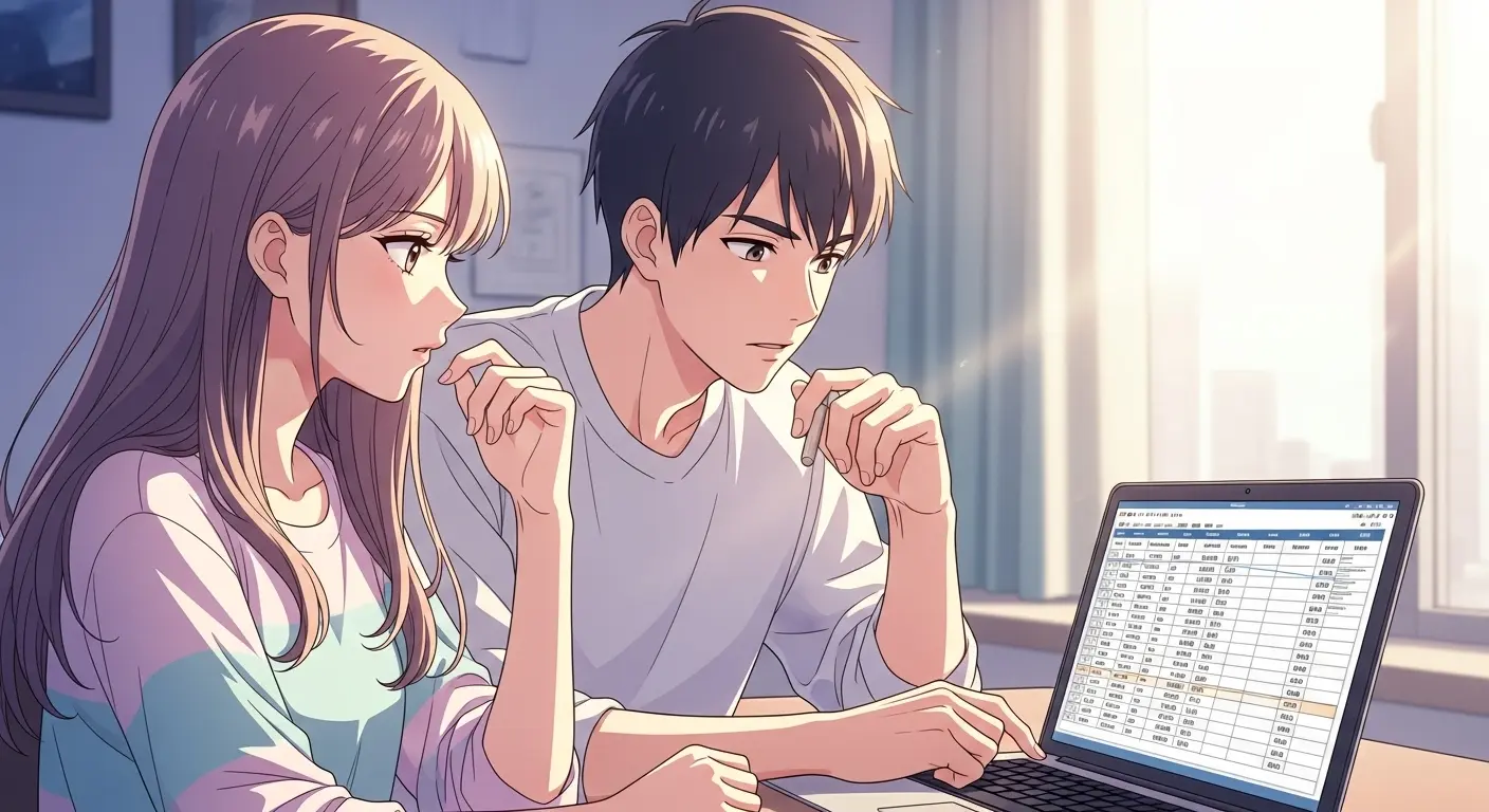 同棲や結婚のためにお金の話をするカップル