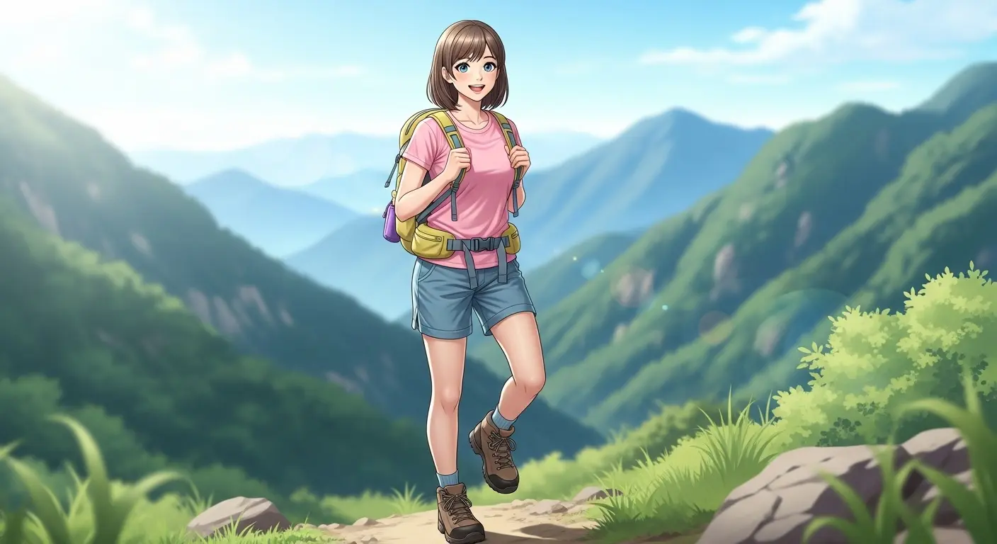 登山を楽しむ女性