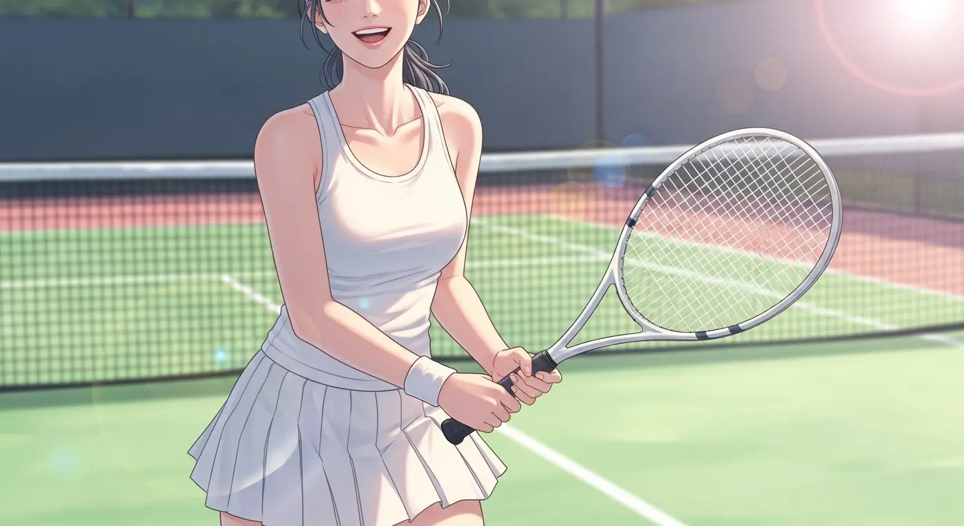 テニスを楽しむ女性