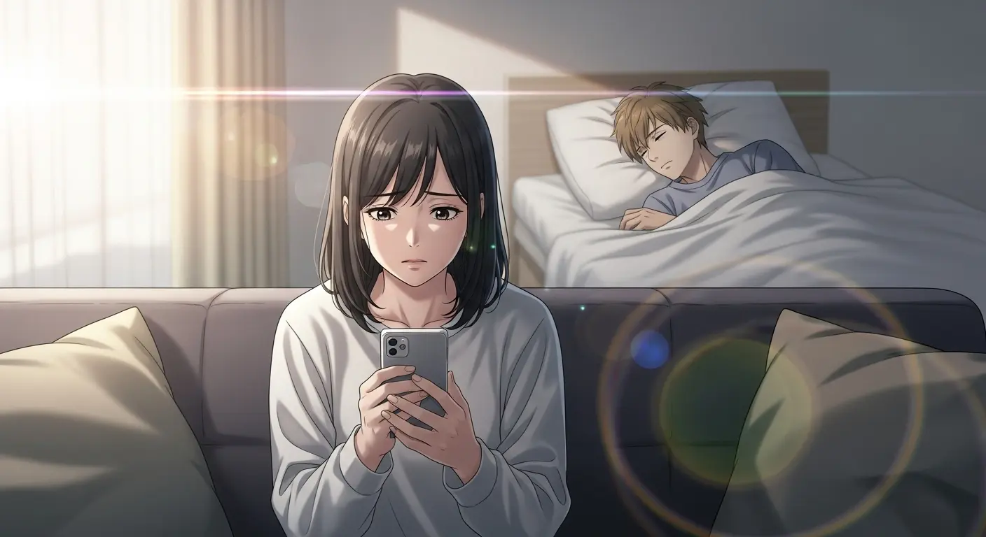 体調不良の彼氏を心配してLINEを送る女性