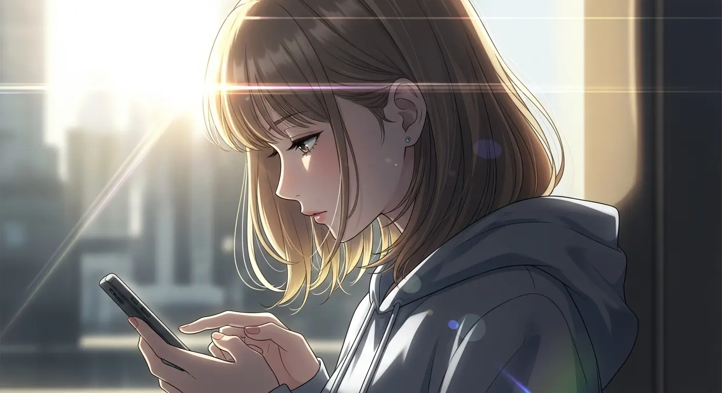 簡潔なLINEを送る女性