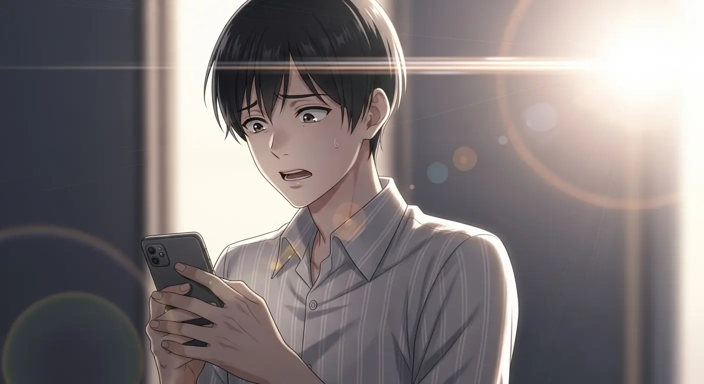 LINEでデートを断られて悲しむ男性