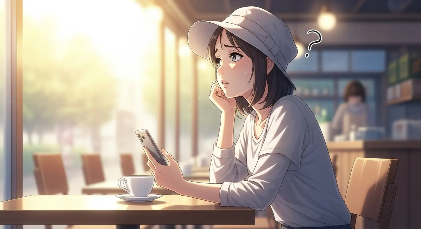 LINEの返信に困っている女性