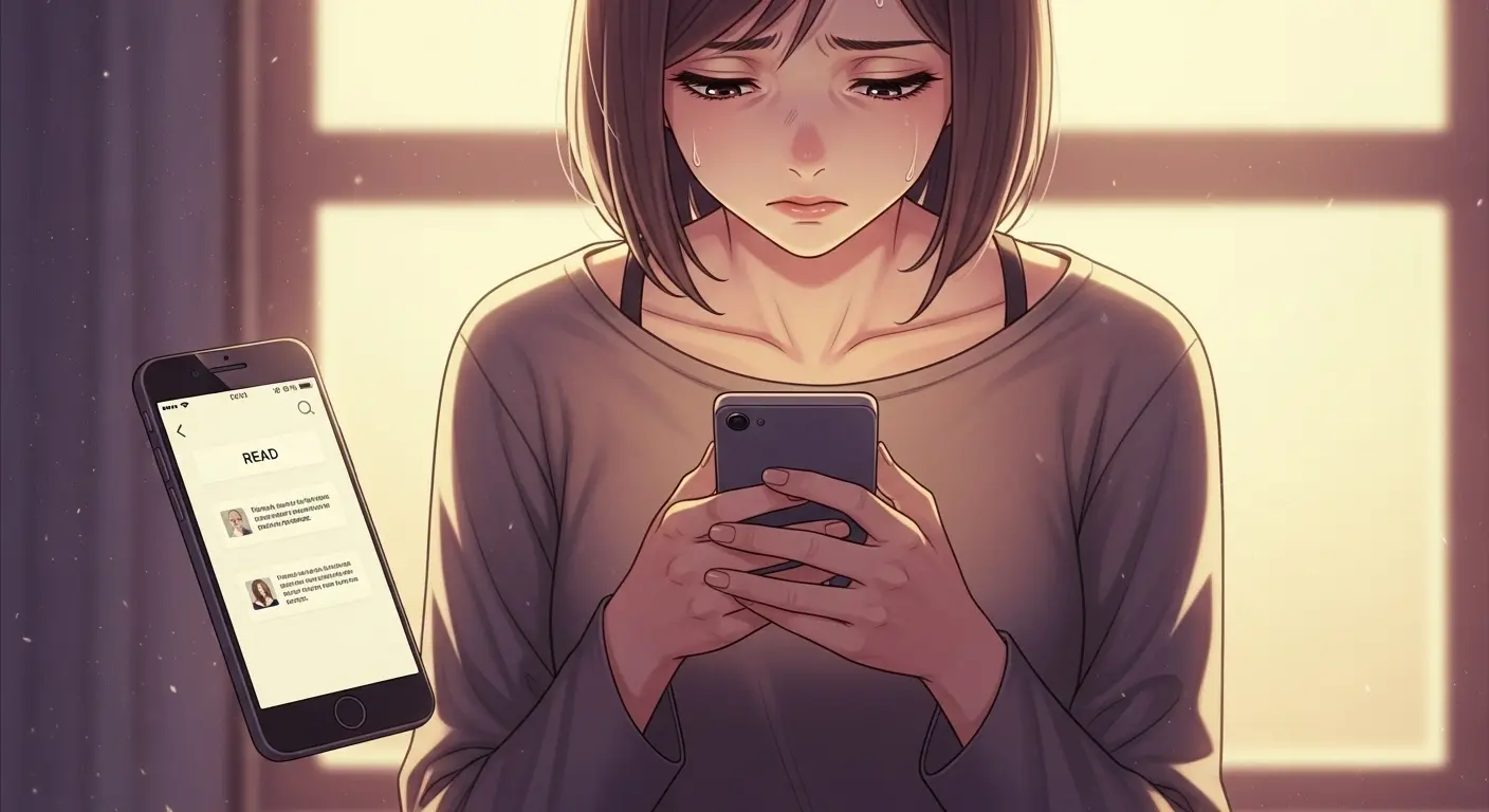 既読無視されて落ち込む女性