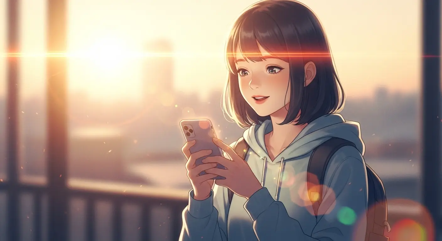 LINEの返信を待つ女性