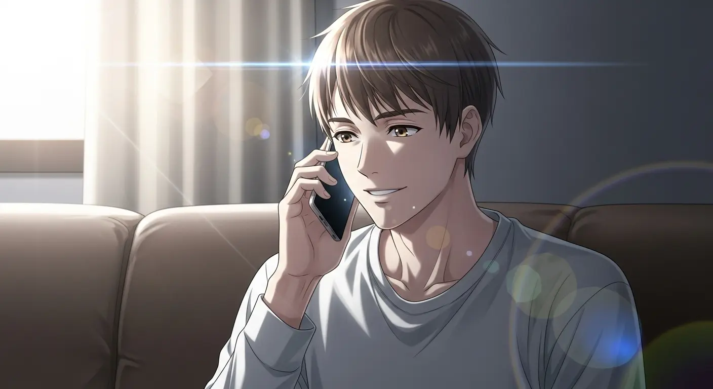 電話での会話を提案する男性