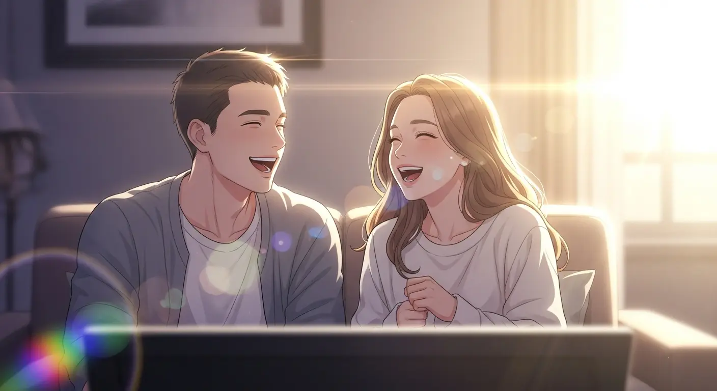 映画を見て会話を楽しむカップル