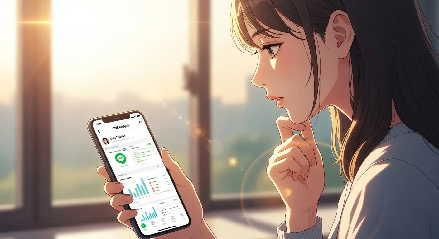 LINEのやり取りを分析する女性