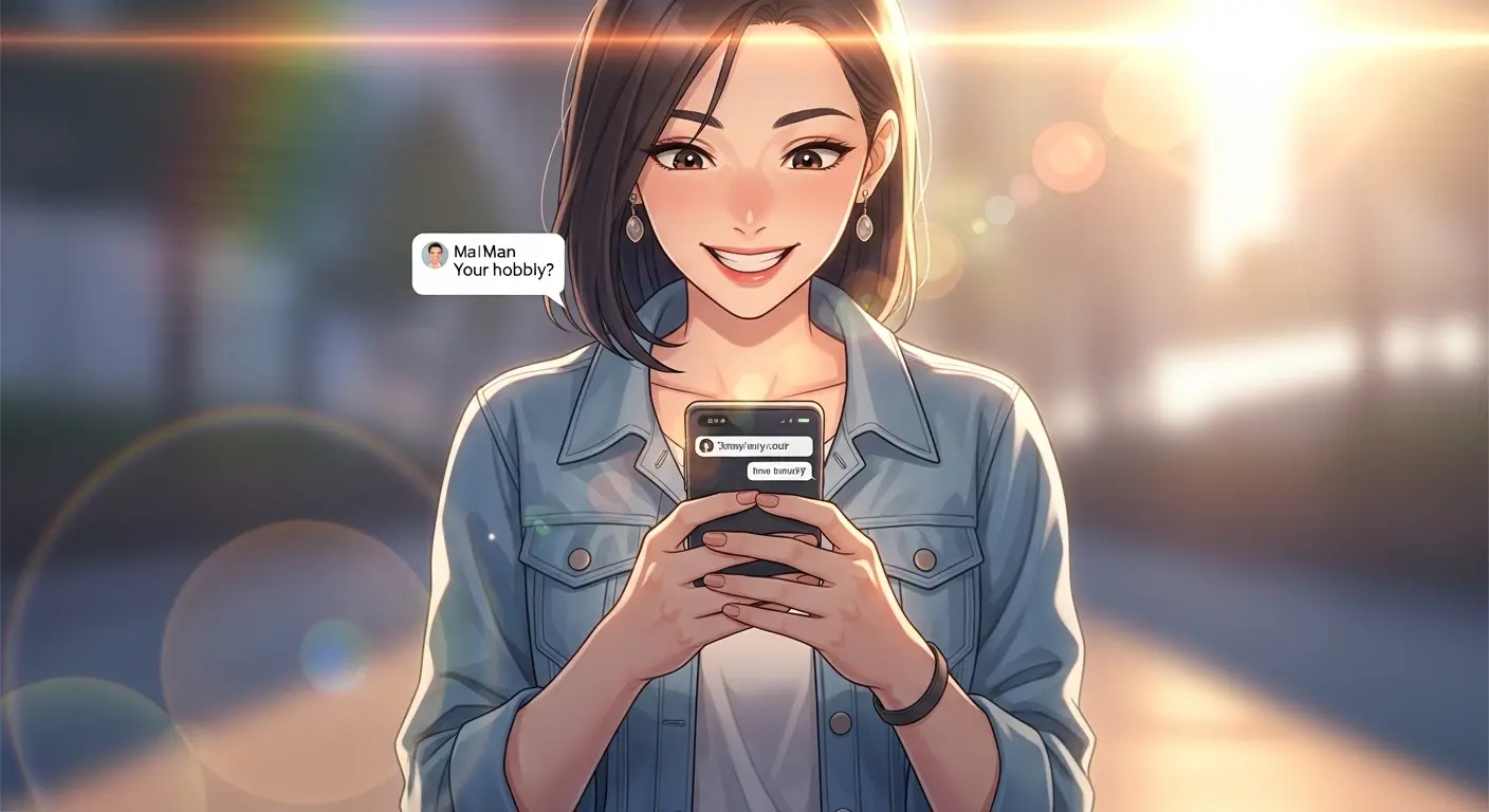 好きな人の質問に笑顔で答える女性