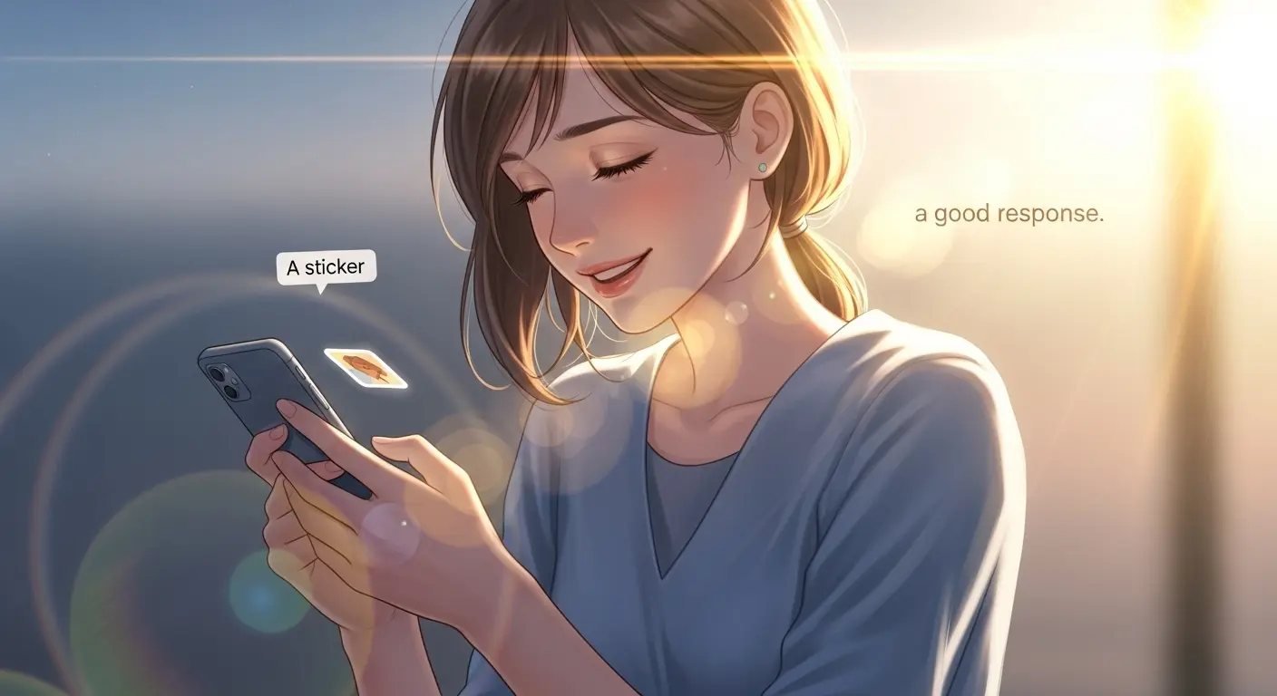 LINEでスタンプをうまく活用する女性