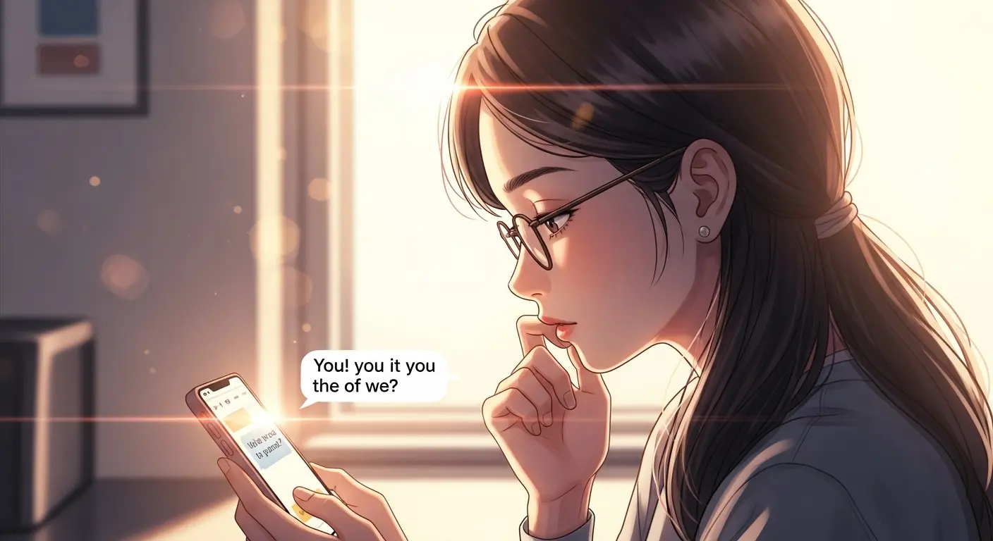 返信しやすいように短い文章を考える女性