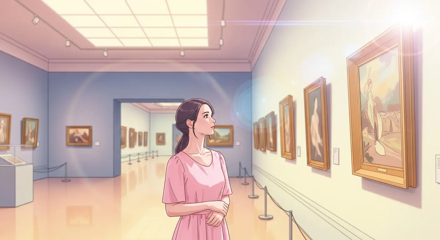 美術館で絵画を鑑賞する女性
