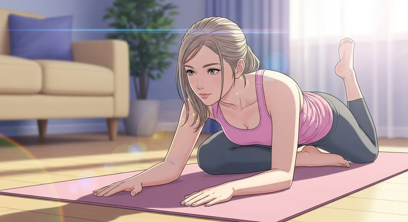 自宅でヨガを楽しむ女性
