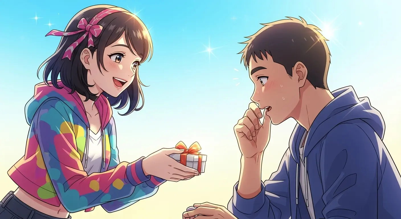 好きな人にプレゼントを渡す女性