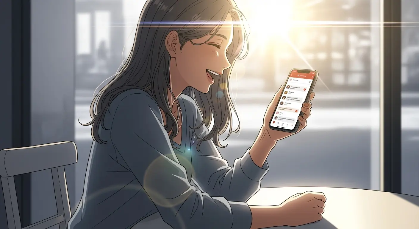 マッチングアプリでの出会いを喜ぶ奥手女子