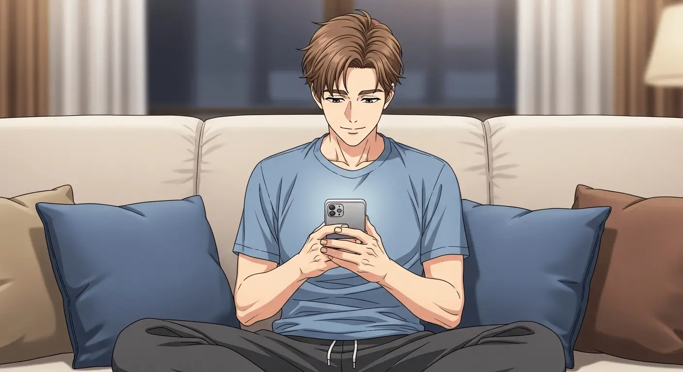 丁寧にLINEを送る男性の様子