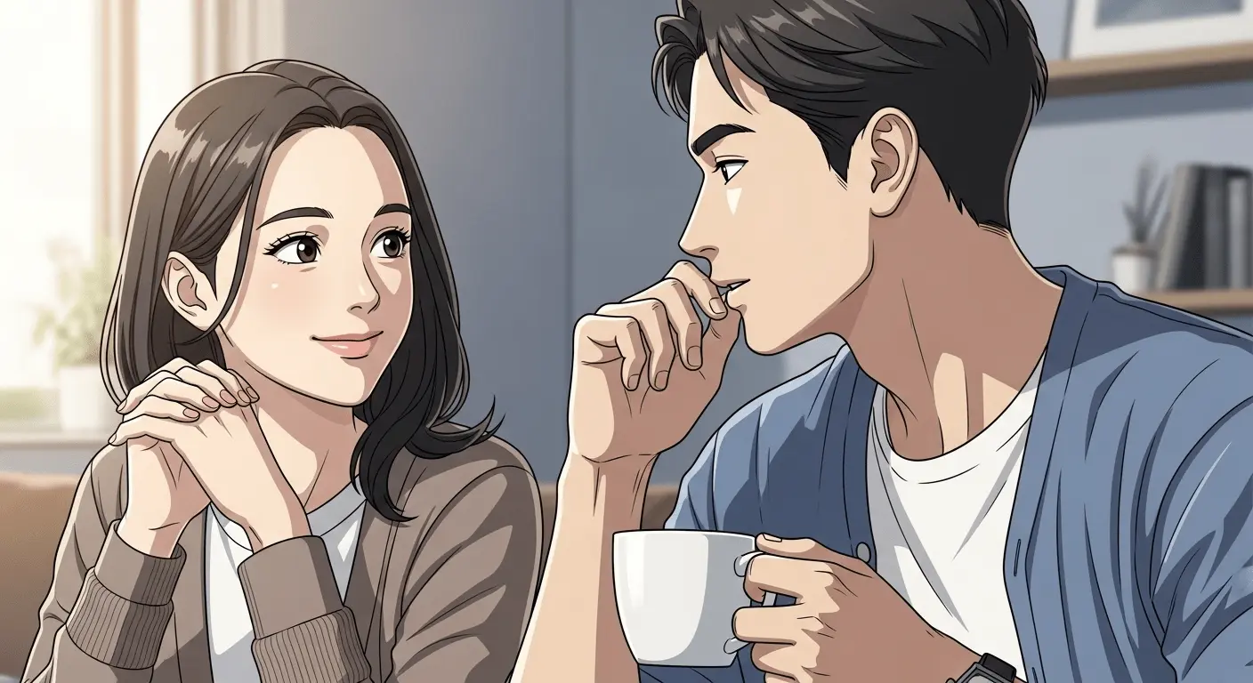 奥手女子の話を優しく聞く男性