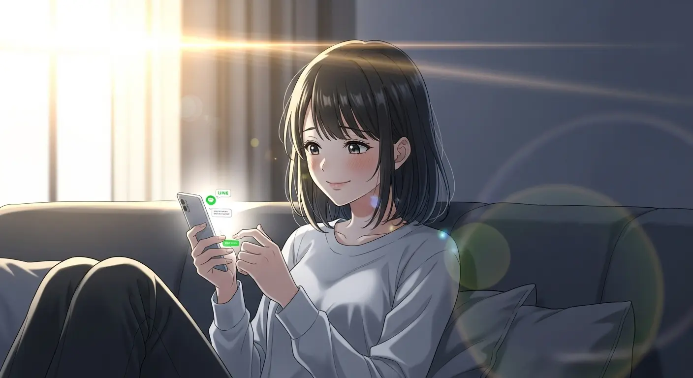 LINEを楽しむ奥手女子の様子