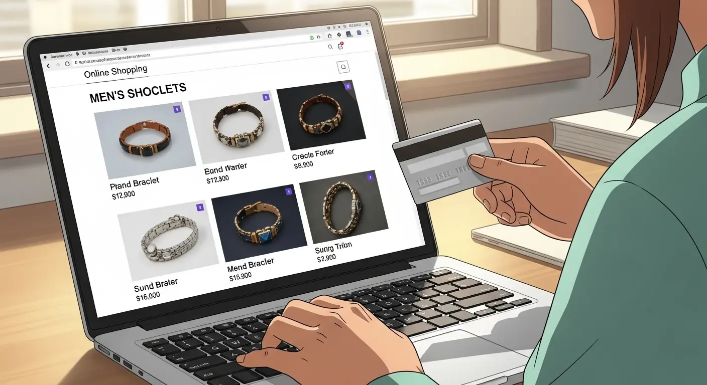 オンラインショップでブレスレットを探す様子