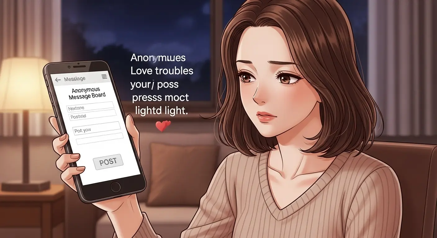 恋愛の悩みを匿名で投稿できる掲示板のイラスト