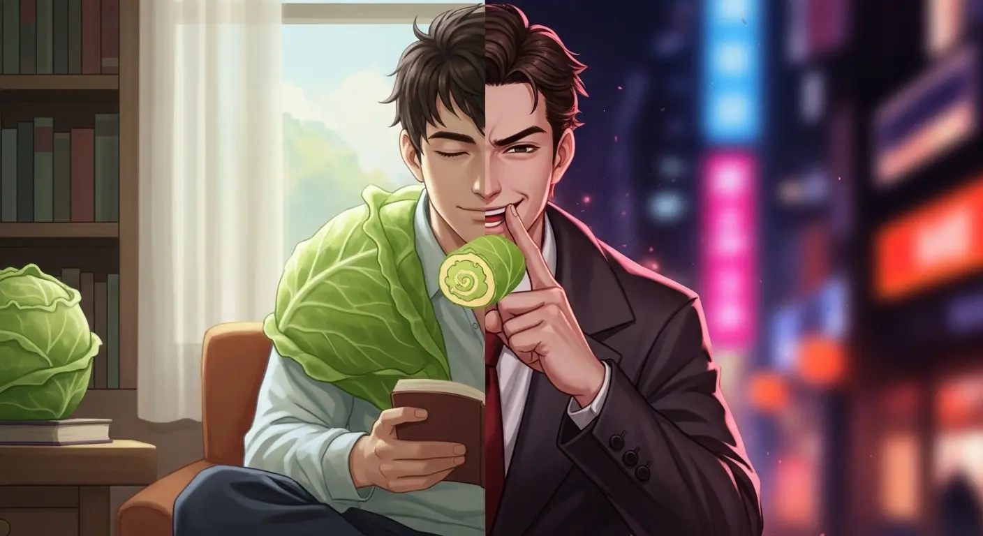 優しそうな外見と情熱的な内面を持つロールキャベツ男子を表現したイラスト