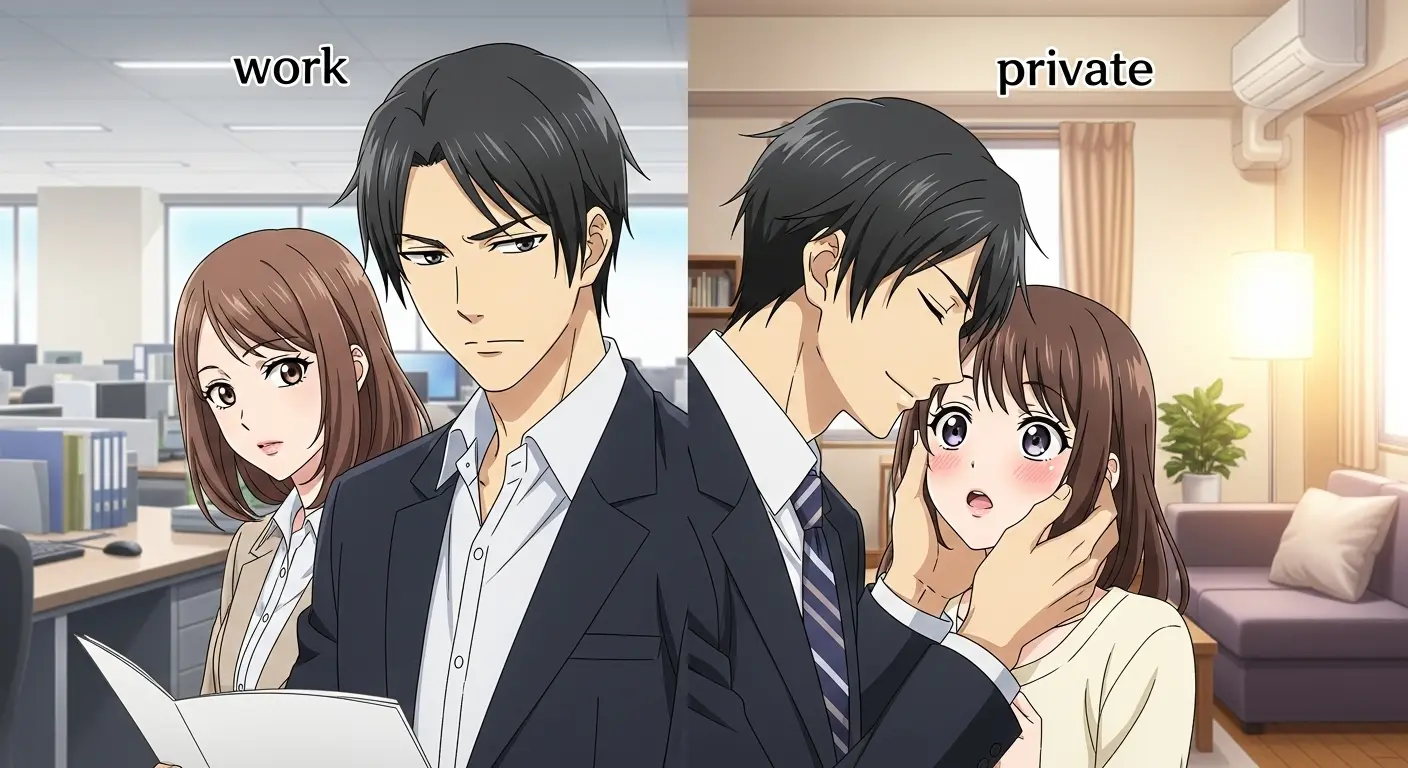 男性の意外な一面に気づく女性のイラスト